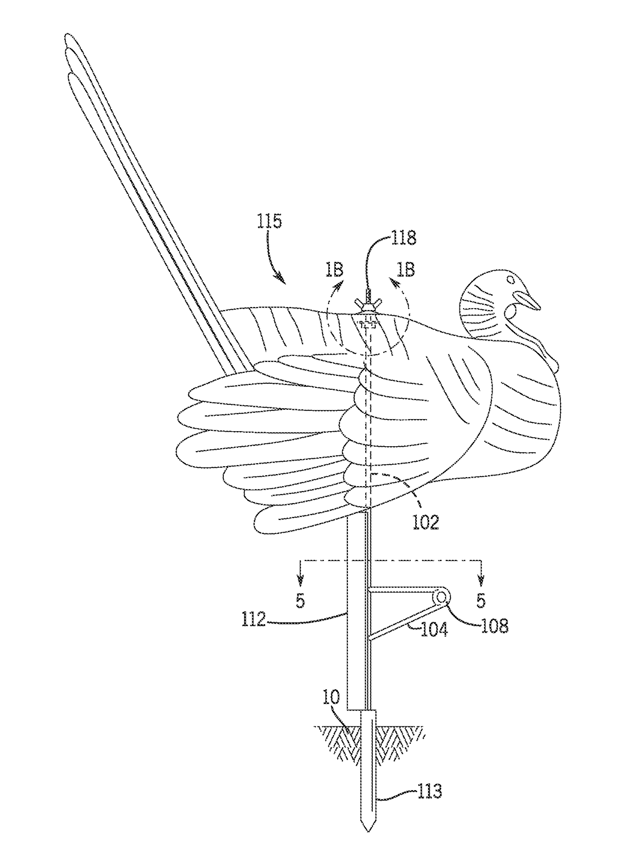 Decoy mounting stake for remotely rotating a hunting decoy