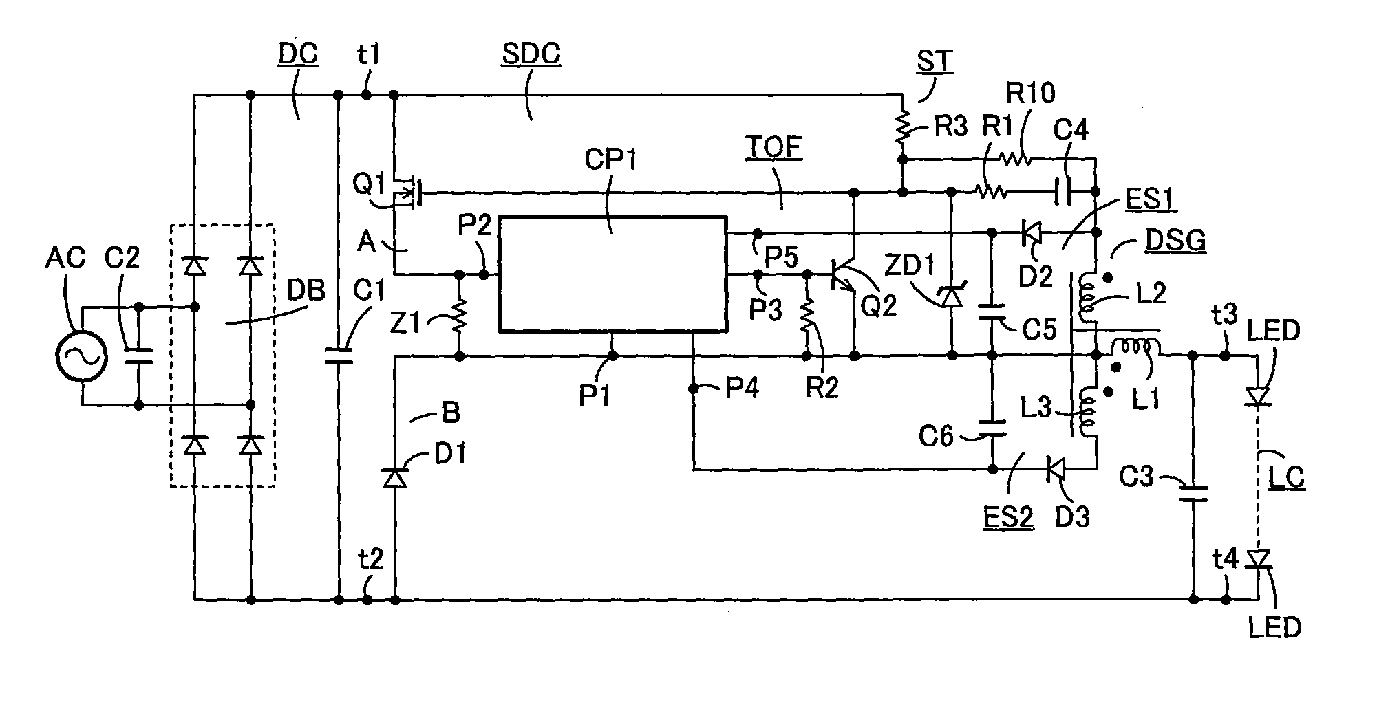 Light-emitting diode lighting device with step-down chopper