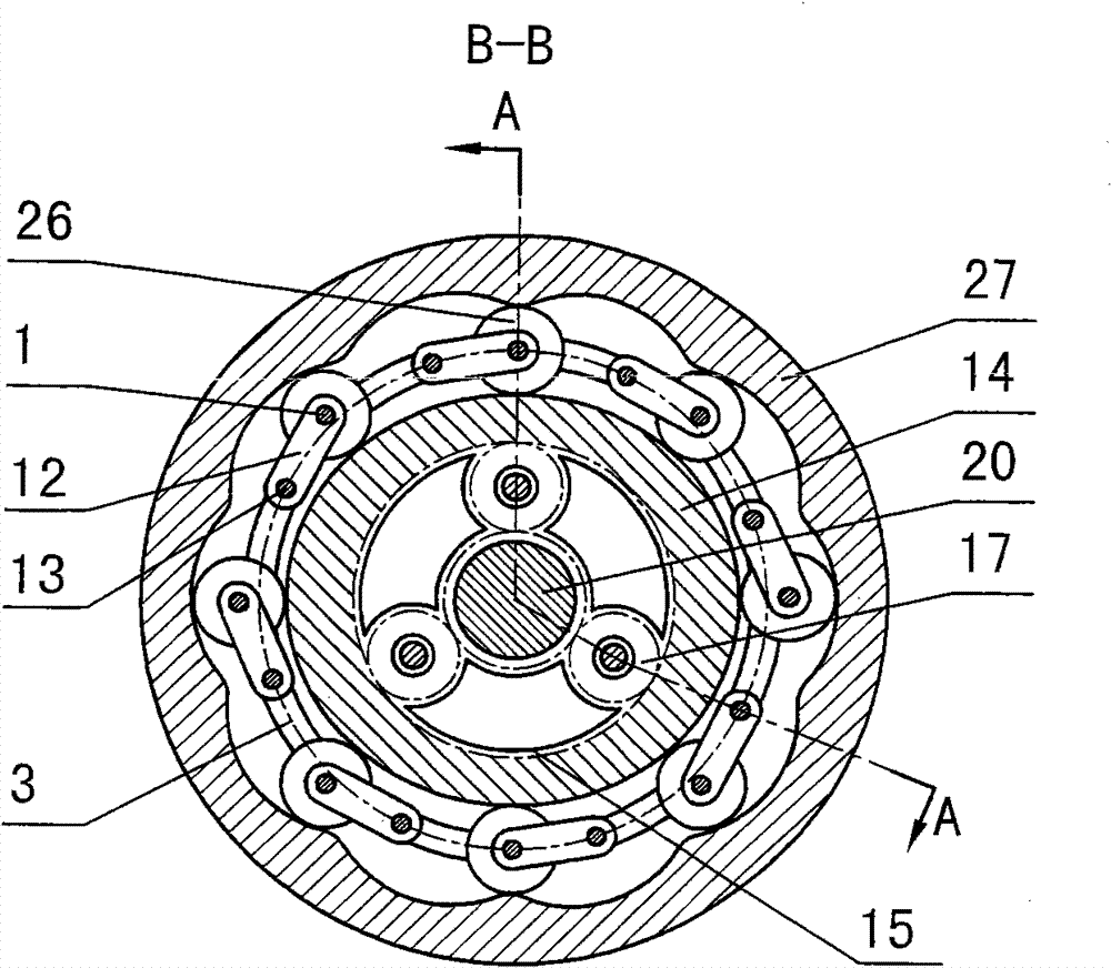 Two-phase shock wave swing link movable-teeth compound transmission speed reducer