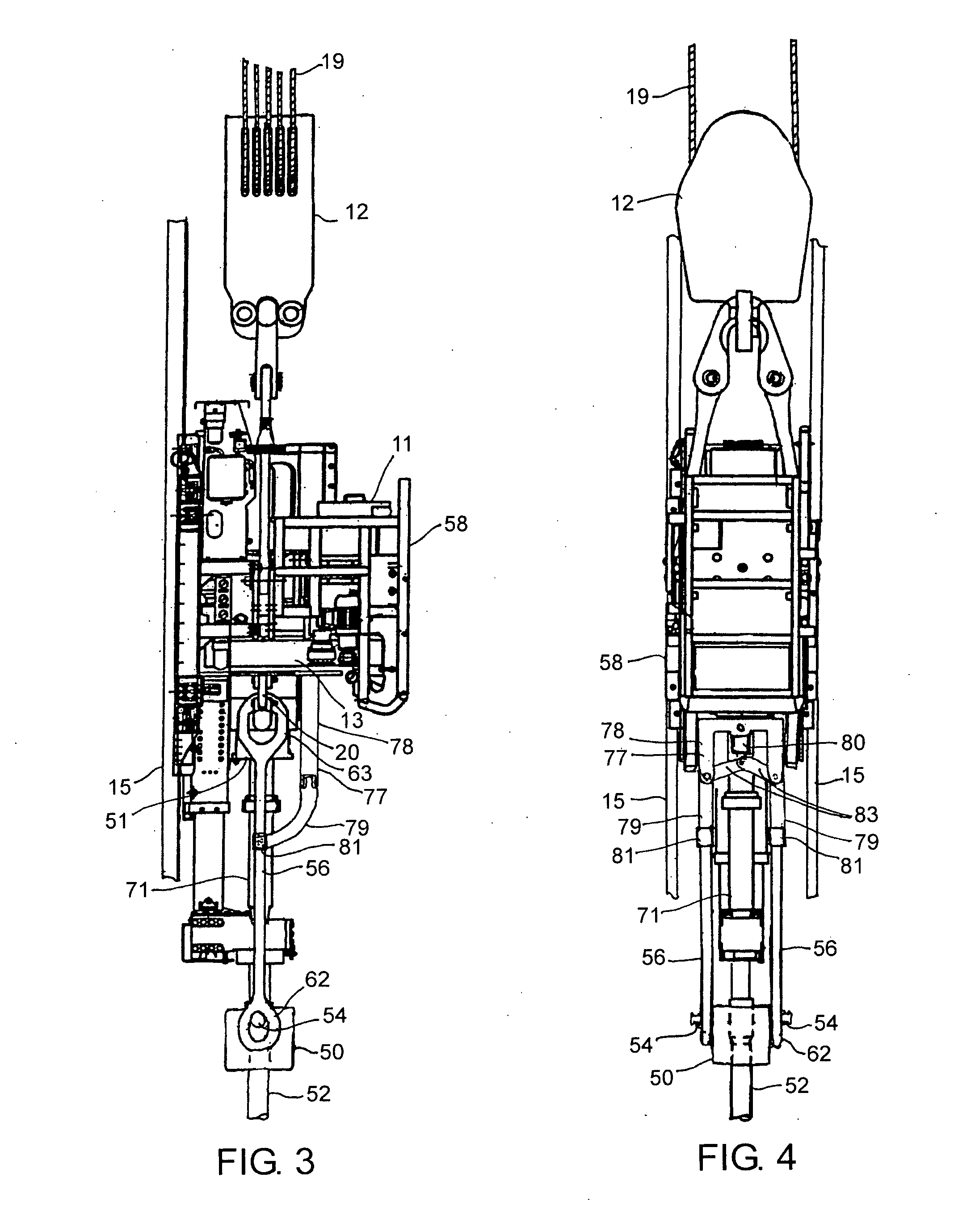 Hands-free bail-elevator locking device with combined power/control connector, bail spreader and method for use