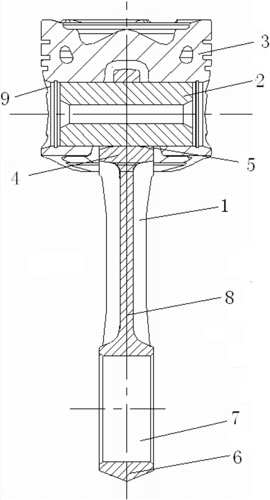 Low-friction bush-free connecting rod-piston pin structure