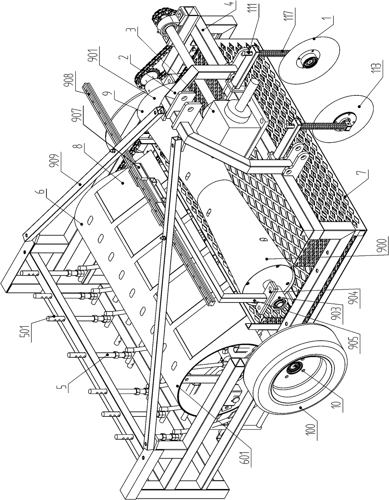 Arid area corn full-film double-furrow mulching film pickup machine