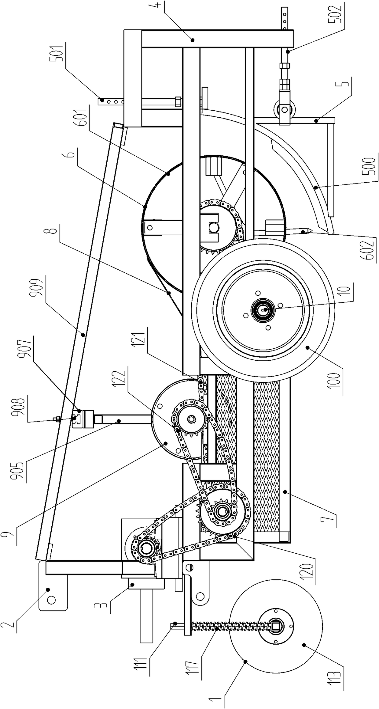 Arid area corn full-film double-furrow mulching film pickup machine