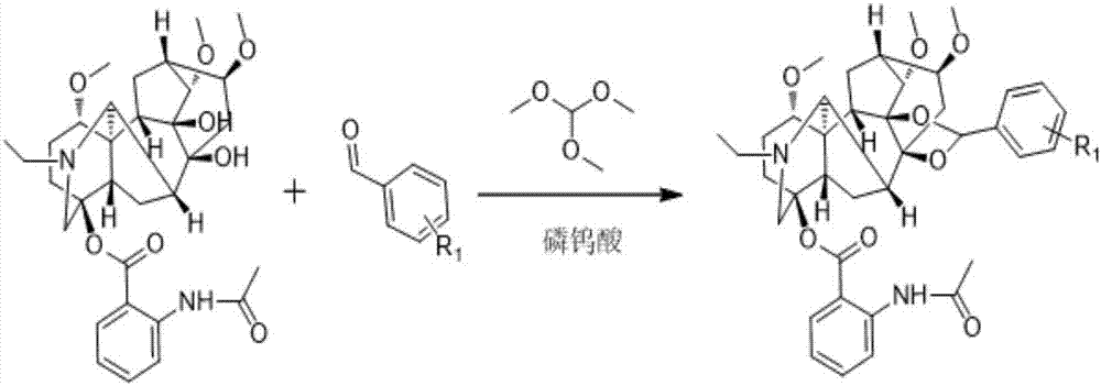 Lappaconitine acetal derivative with antineoplastic activity and synthetic method thereof