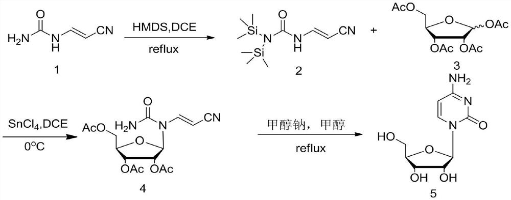 A kind of method of synthesizing cytidine nucleoside