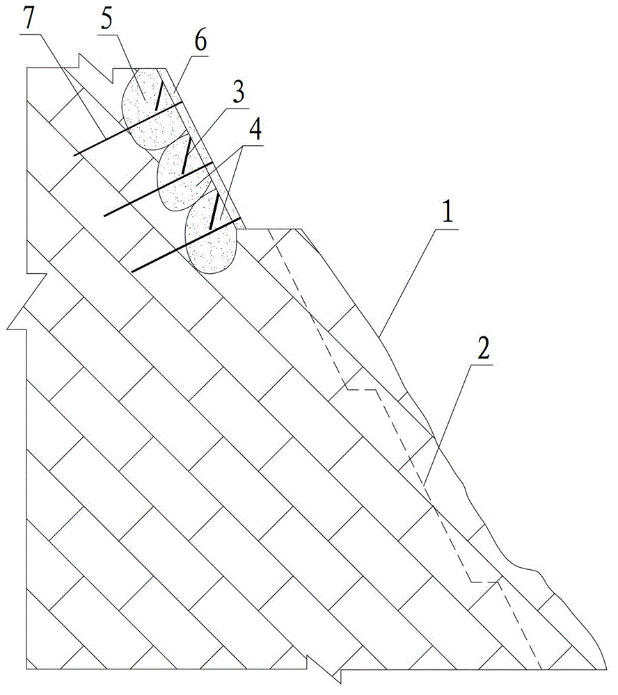 Step type excavating method for large unloading loose rocky side slope