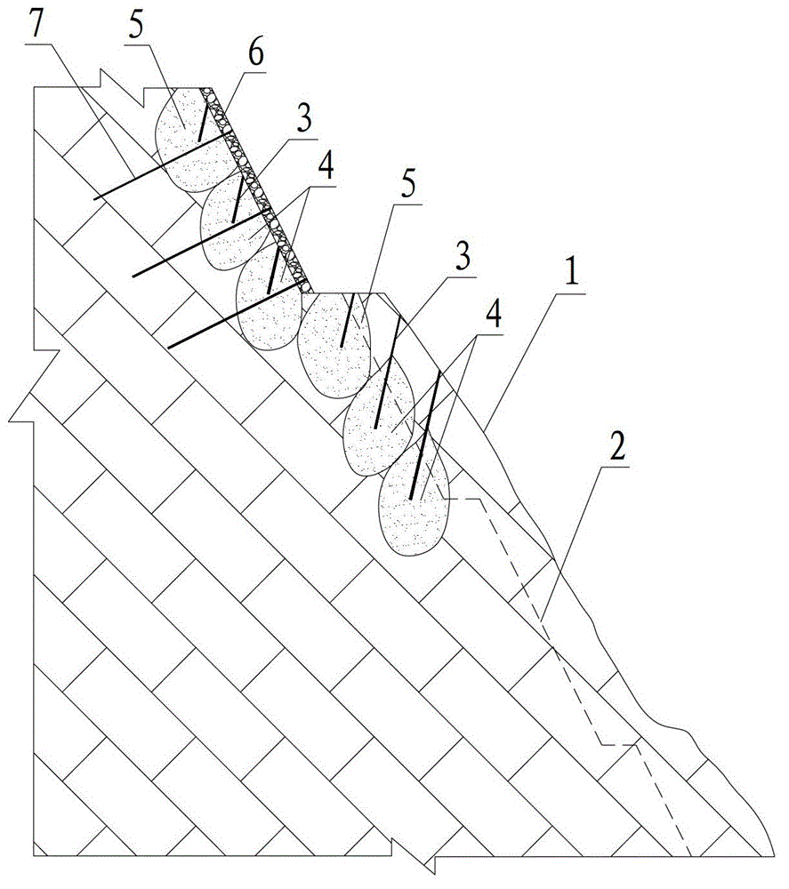 Step type excavating method for large unloading loose rocky side slope