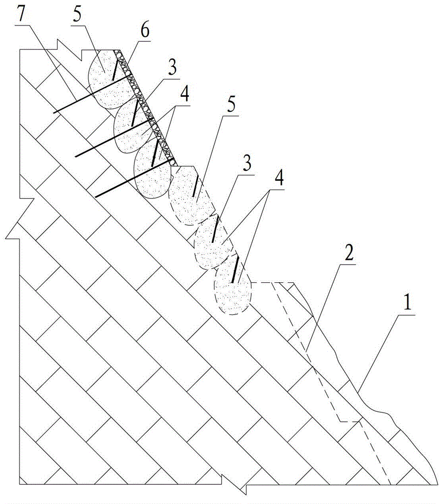 Step type excavating method for large unloading loose rocky side slope