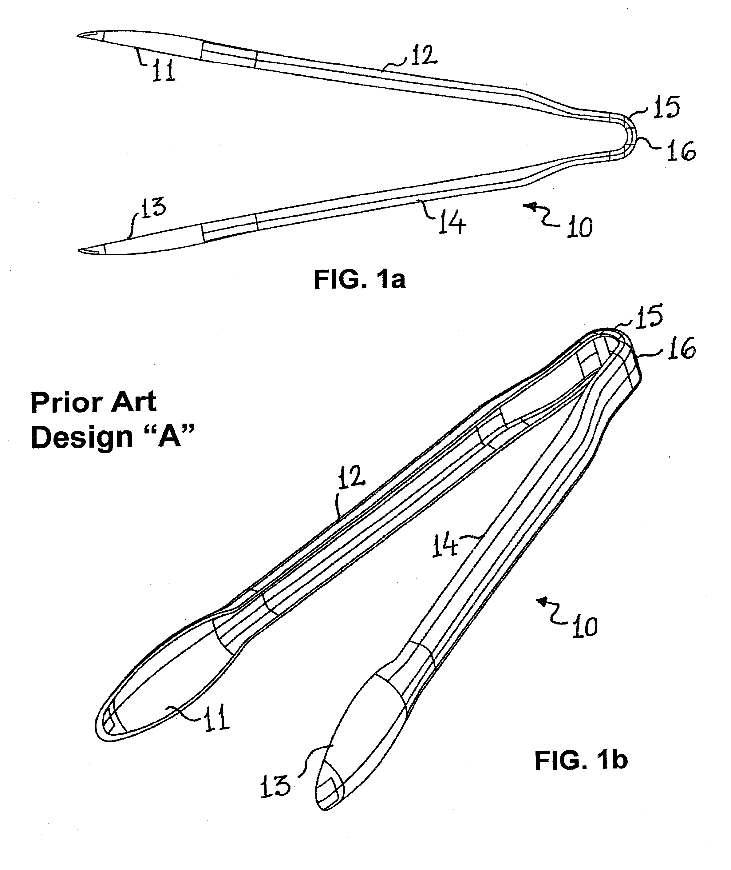 Food service tongs and mold therefor