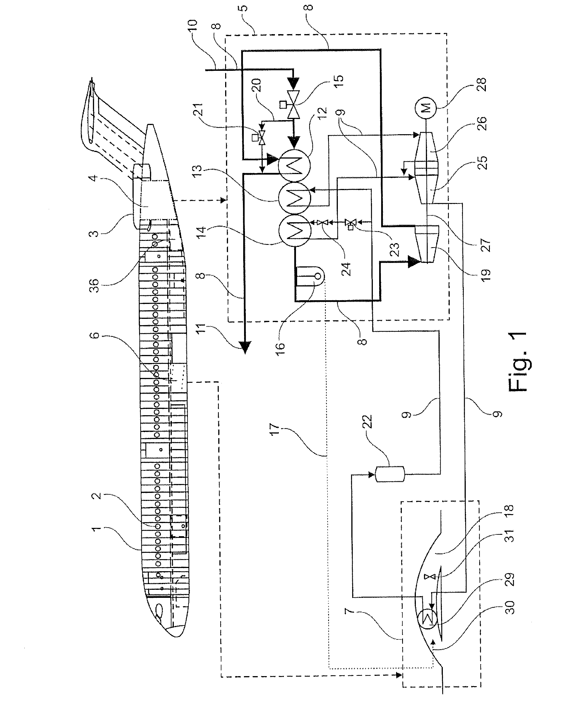 Aircraft air conditioning system comprising a separate refrigeration cycle