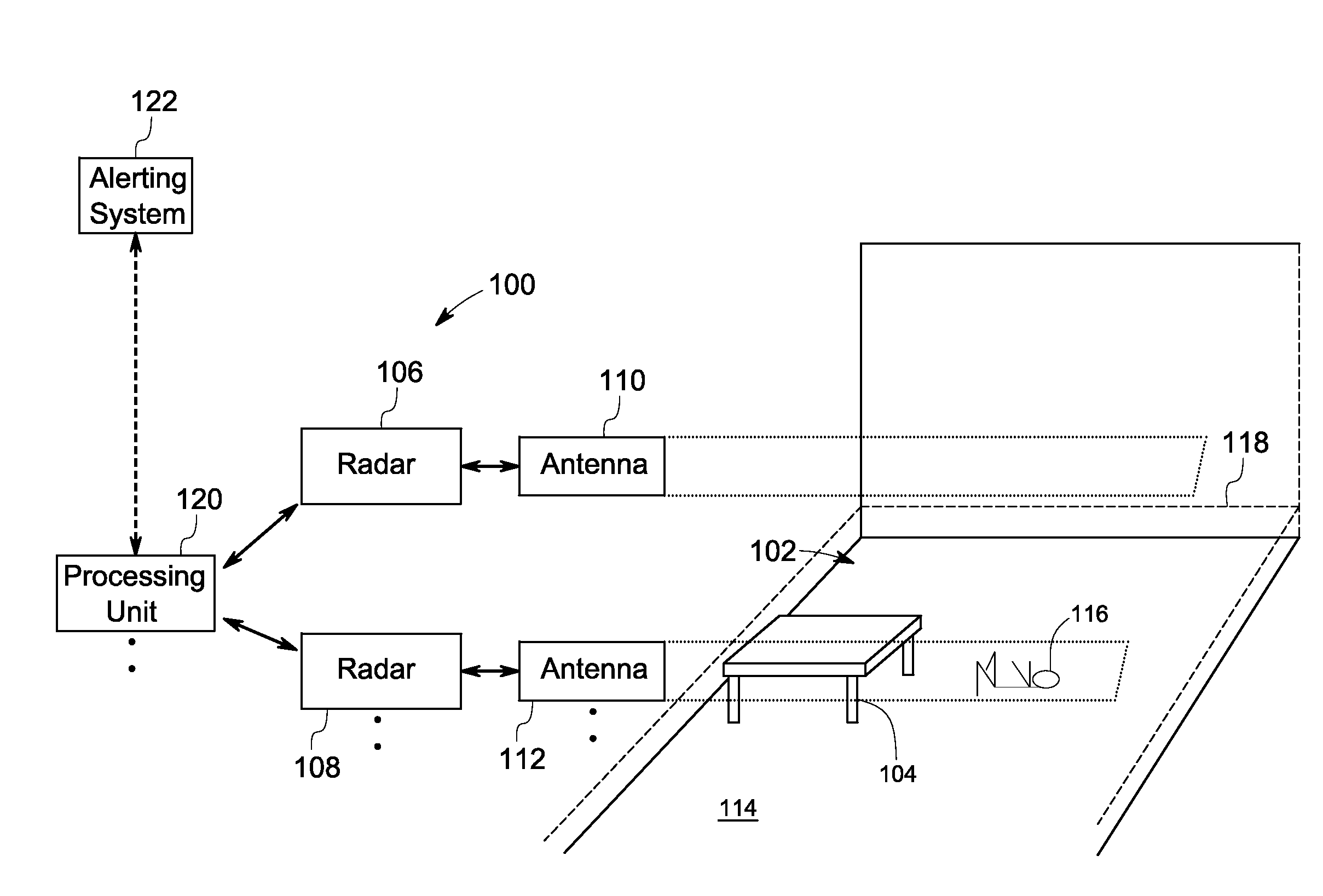 Radar based systems and methods for detecting a fallen person