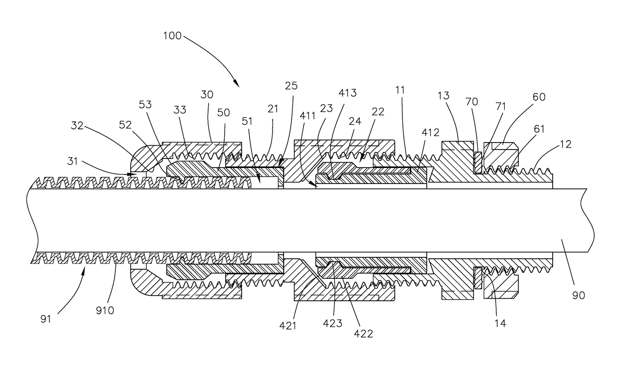 Cable and flexible conduit gland assembly