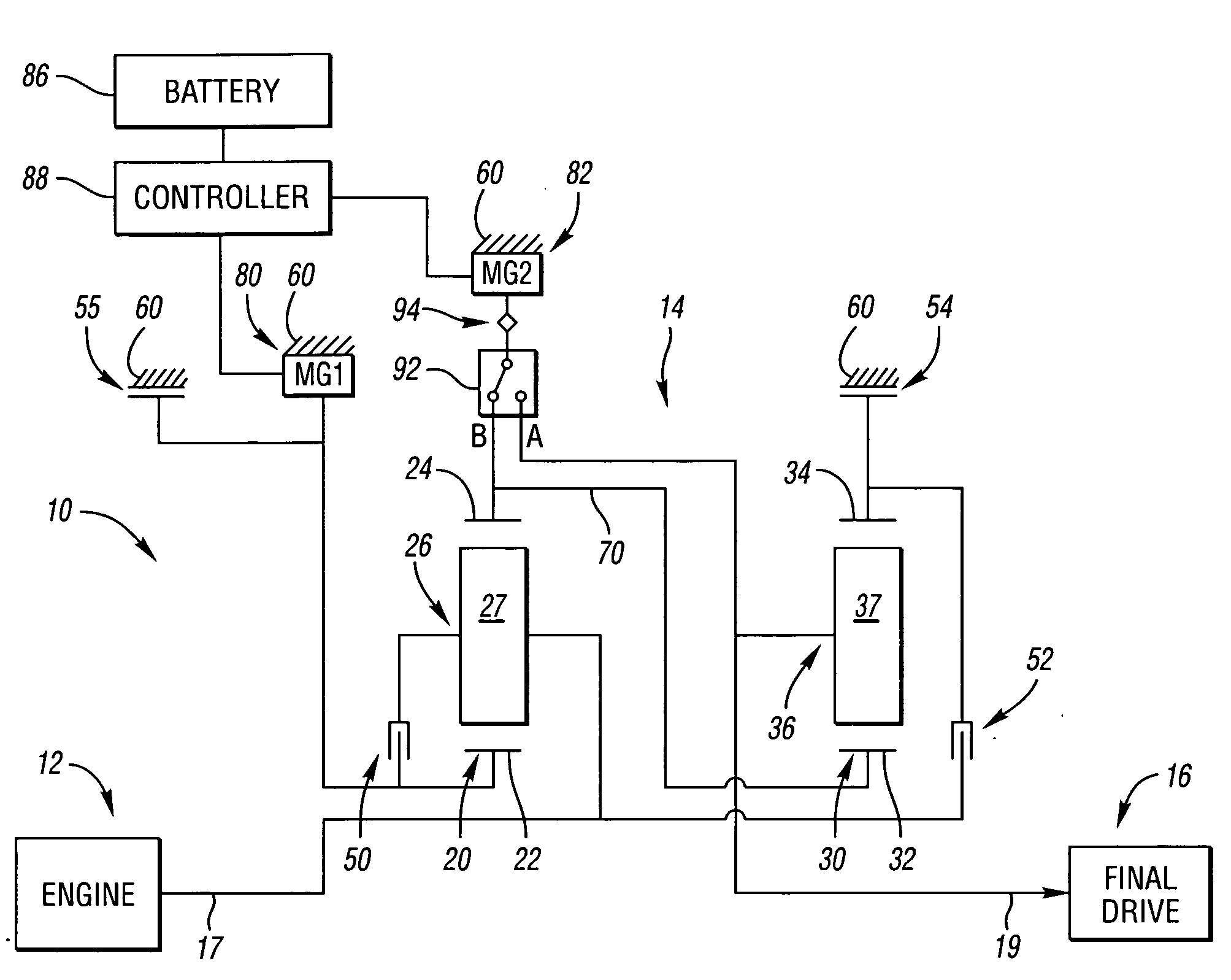 Multi-mode electrically variable transmissions having two planetary gear sets with one fixed interconnection