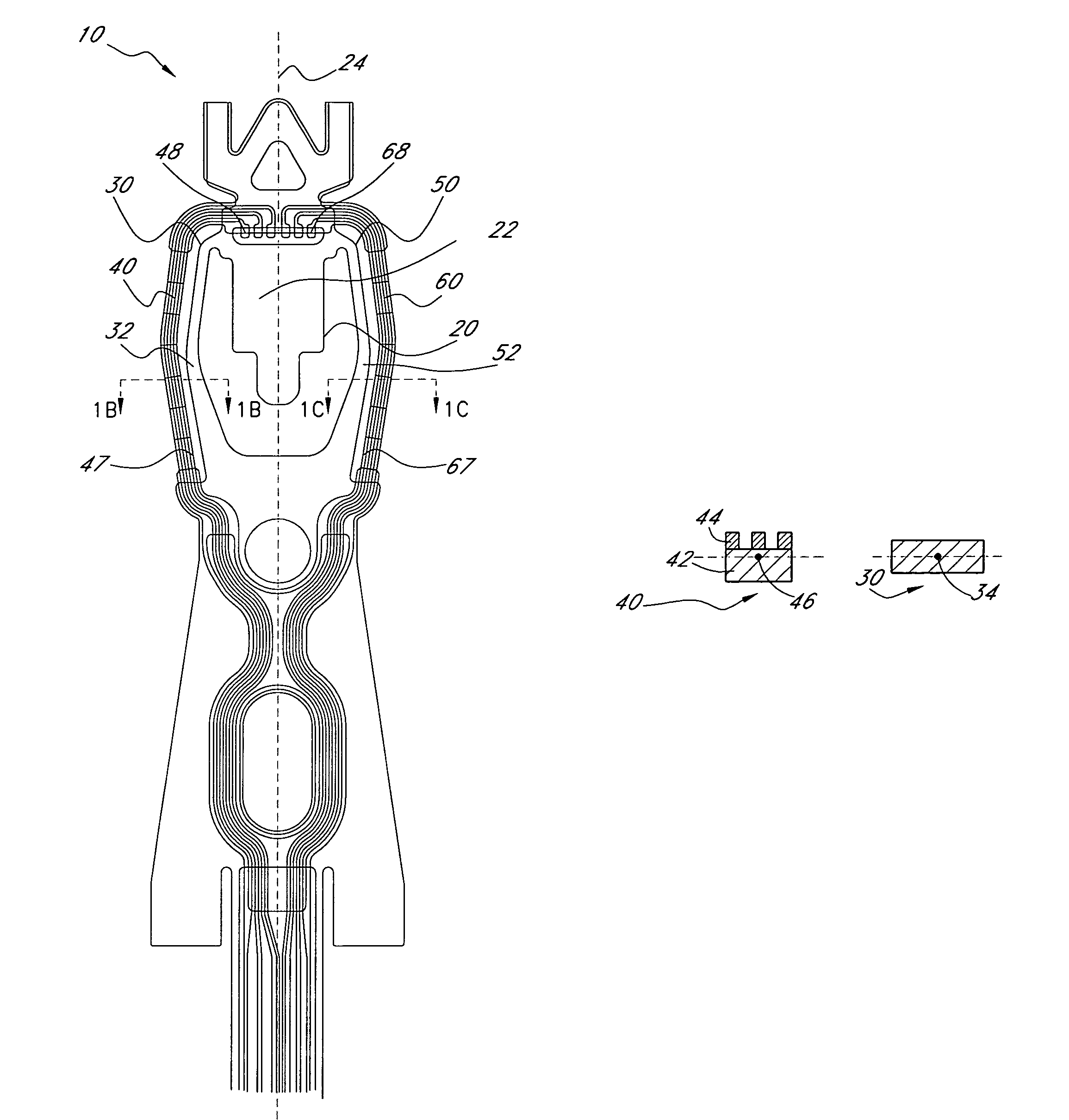 Flexure having arms with reduced centroid offset for supporting a head in a disk drive