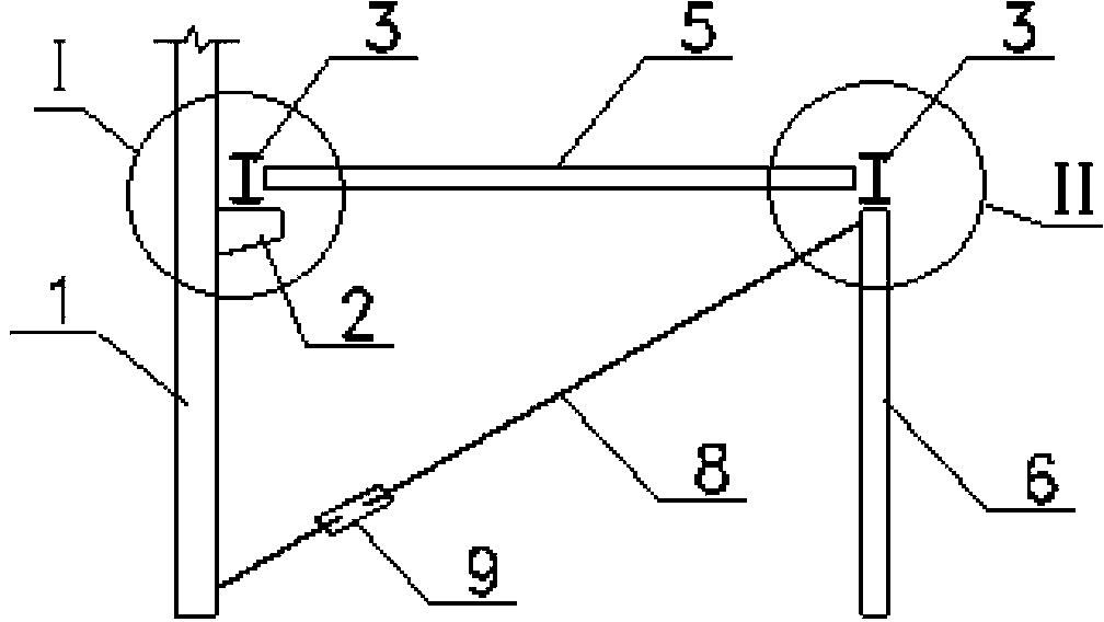 Coking furnace operating platform structure with diagonal draw bars