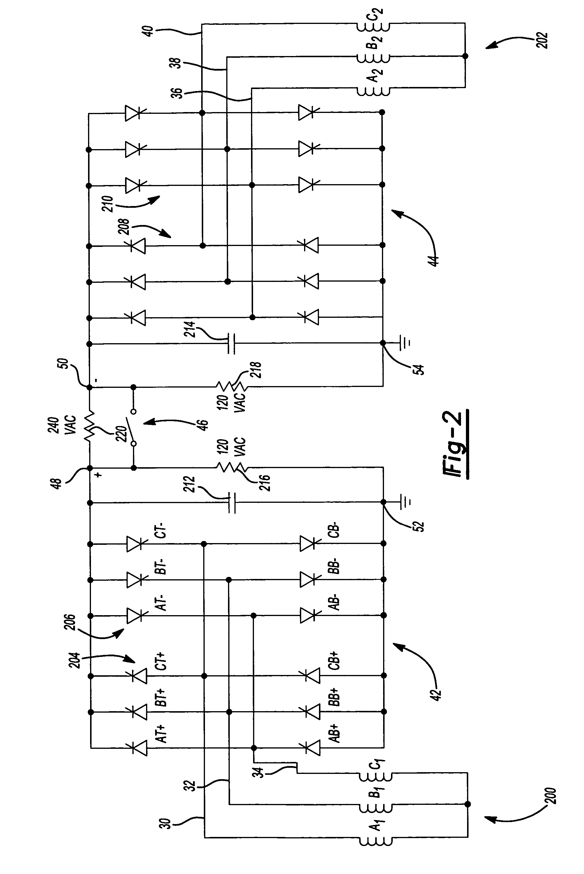 Generator with dual cycloconverter for 120/240 VAC operation