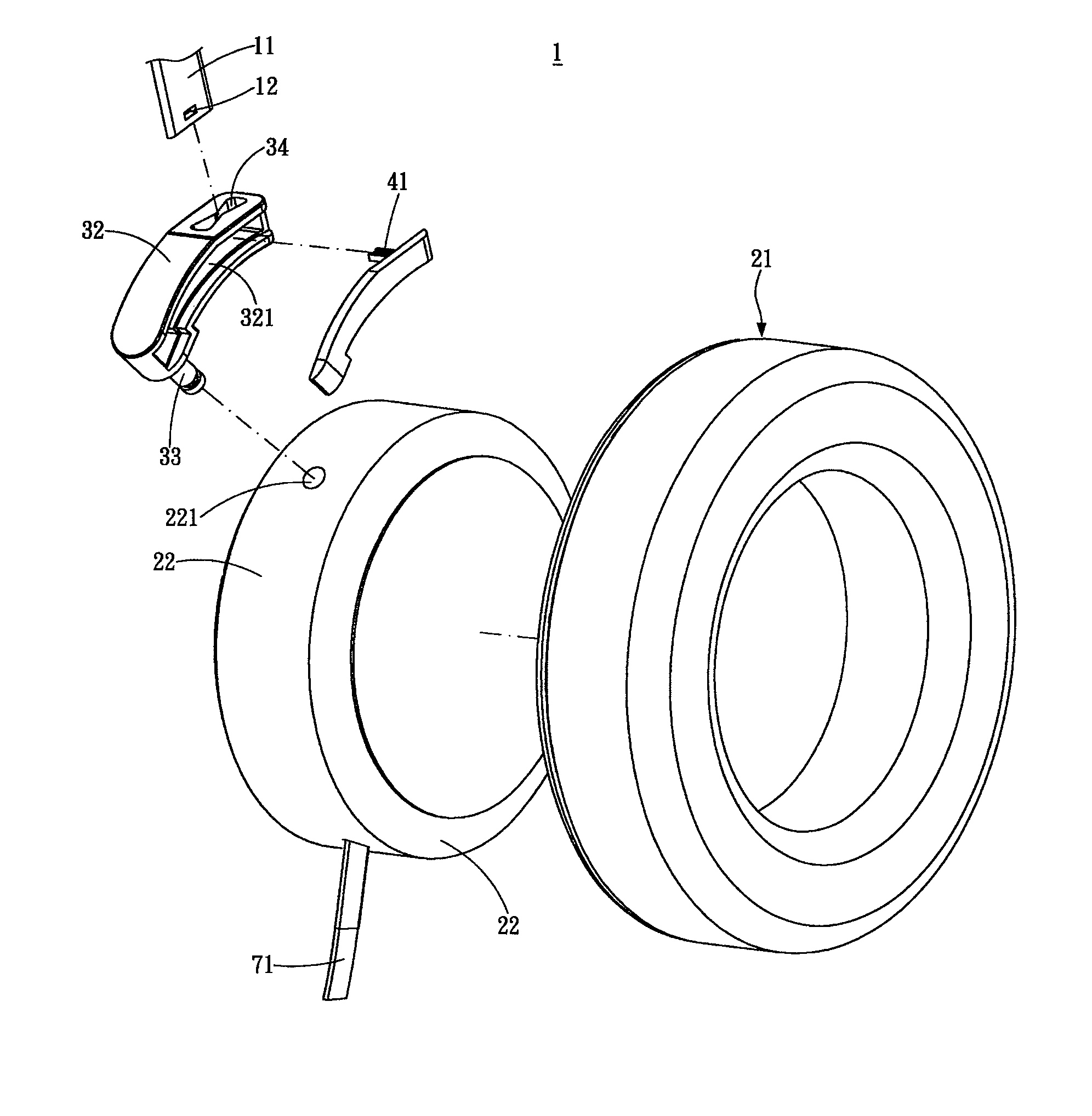 Earphone single-shaft structure