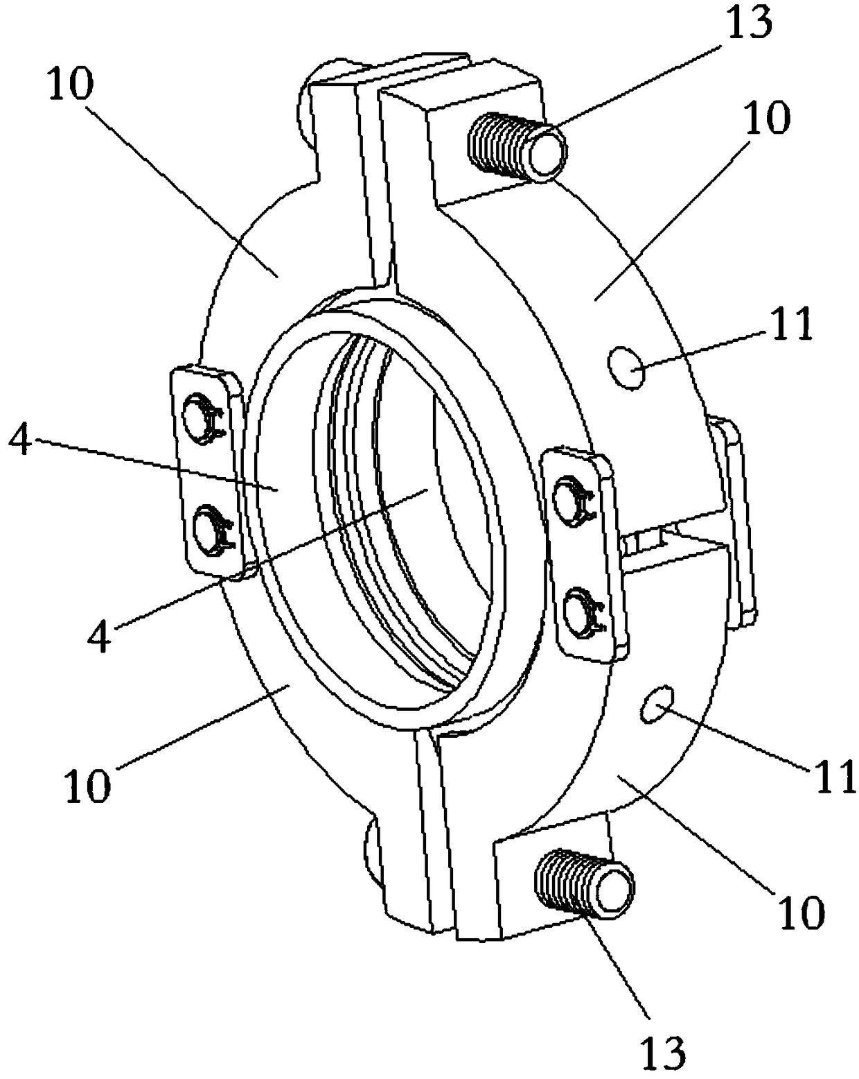 Chain type clamp for butt joint of vacuum flanges, mounting tool and mounting method of chain type clamp