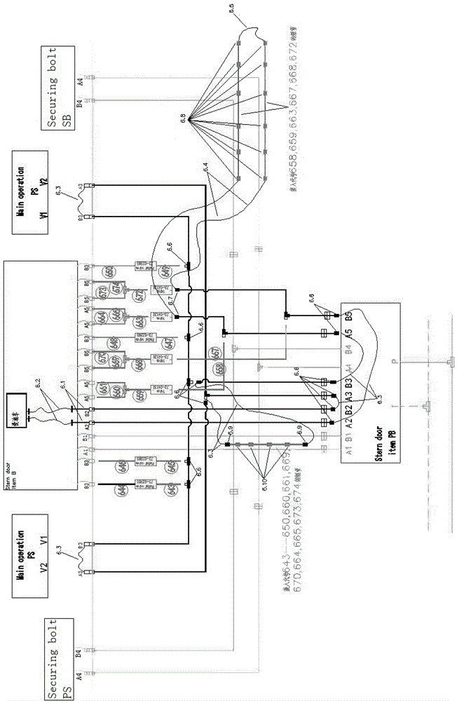 Process method for in-dock oil putting washing of hydraulic pipeline of roll-on/roll-off facility of container roll-on/roll-off ship