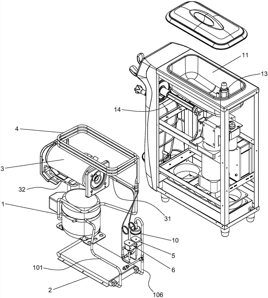 Cold control device of dual-throttle precooling and freshness preserving ice-cream machine, cold control method and ice-cream machine