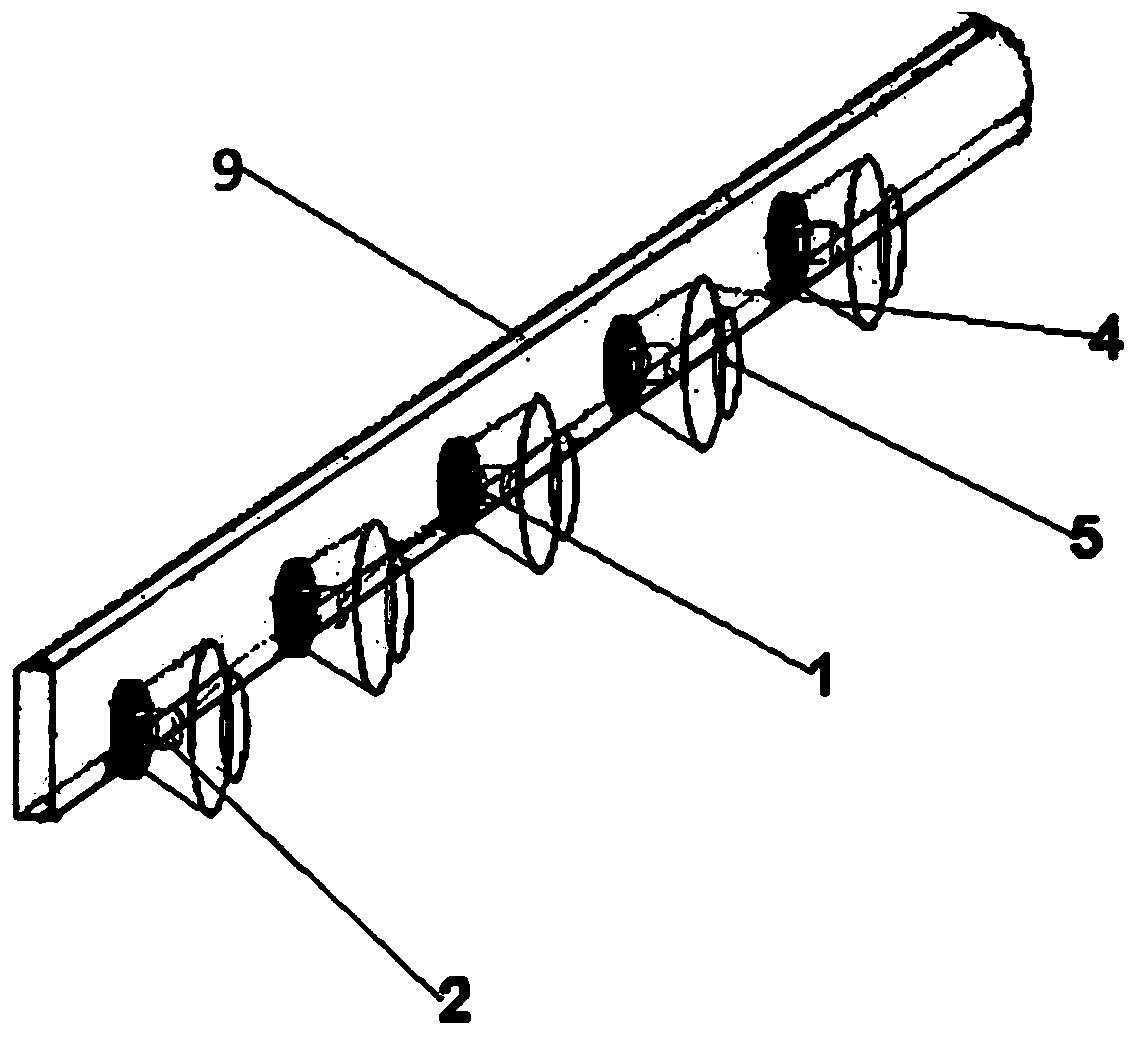 Lateral-entering red, green and blue COB light source device with light condensers and without light guide plate