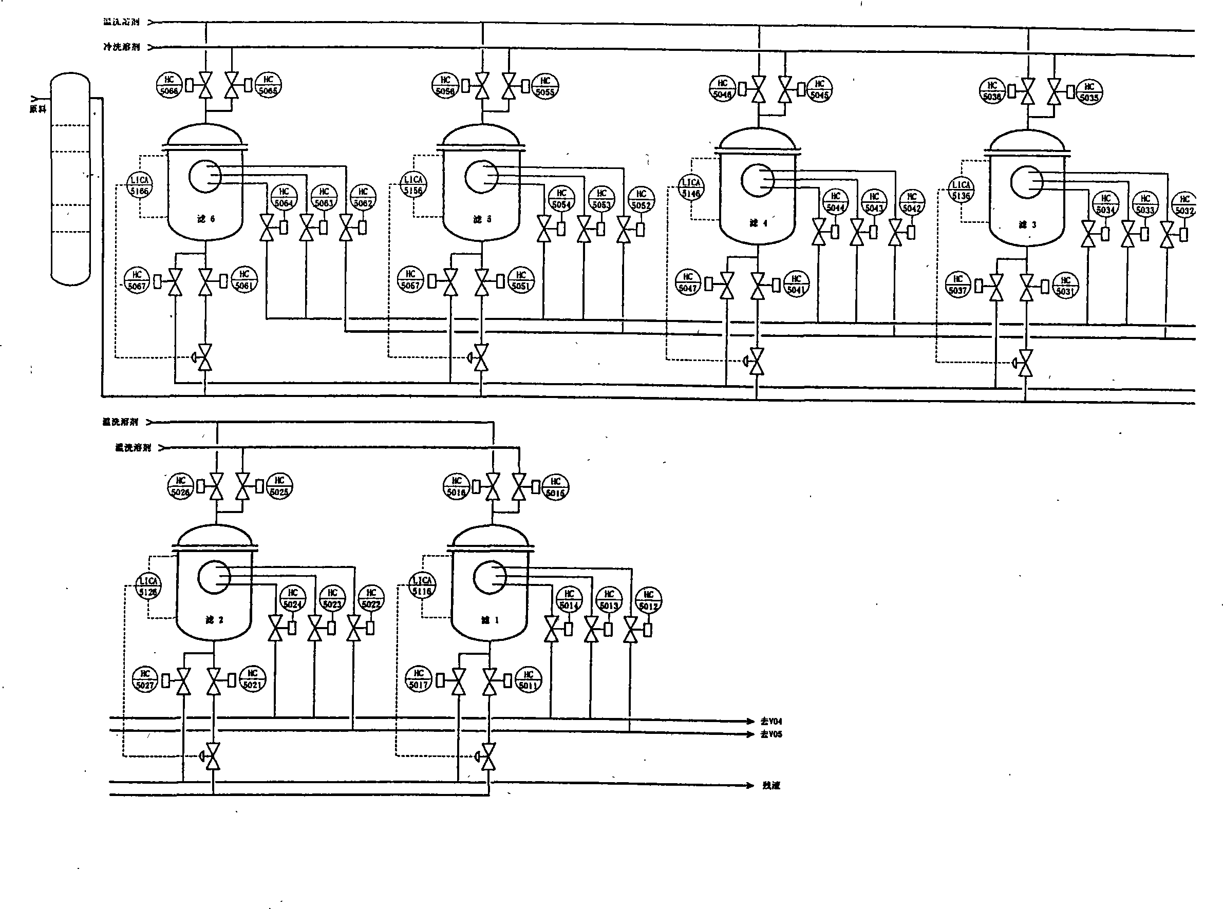 Warm washing automatic control system of filtering machine of refinery ketone-benzol combination unit