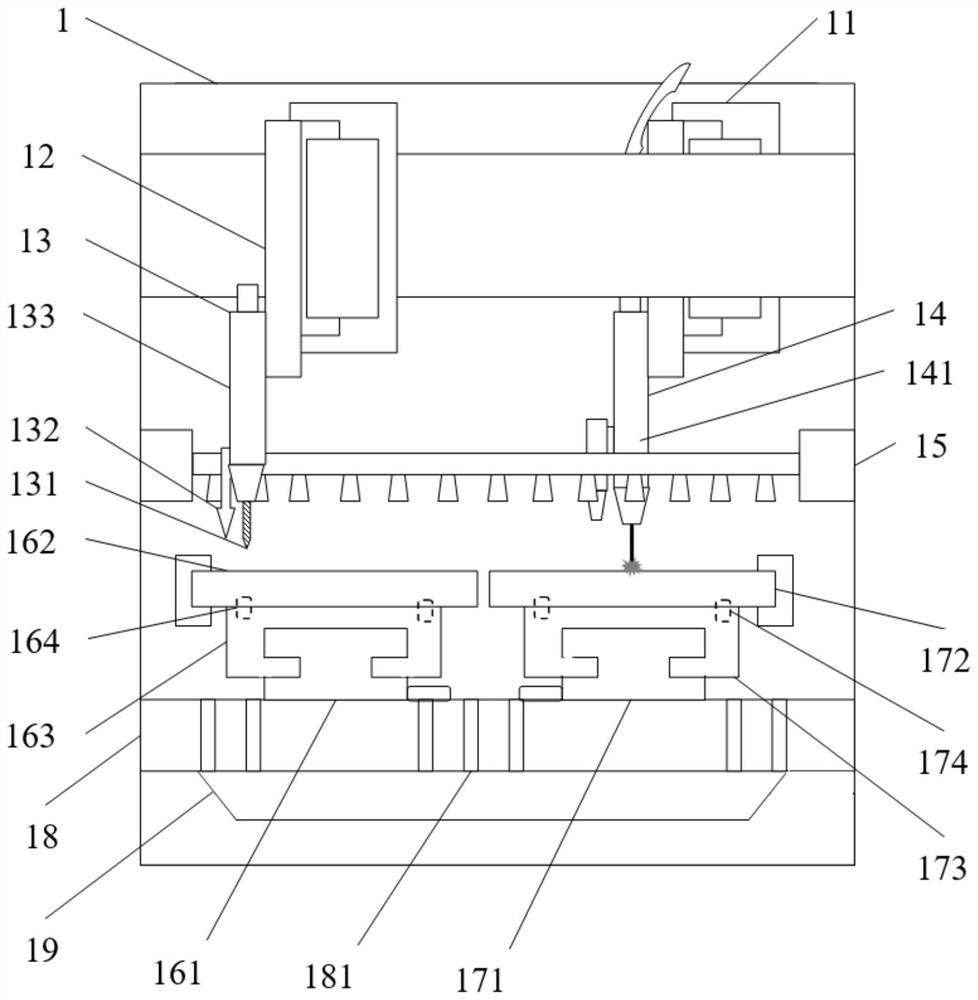 Additive-subtractive four-station near-net forming equipment and forming method