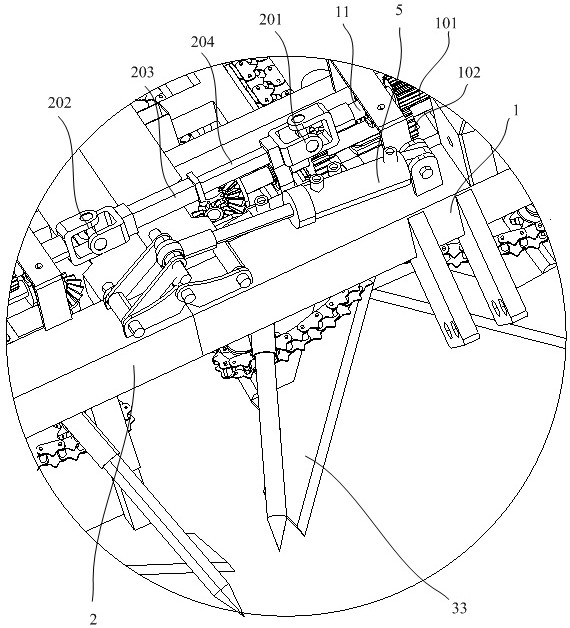 Multi-ridge and multi-row peanut windrowing harvesting device