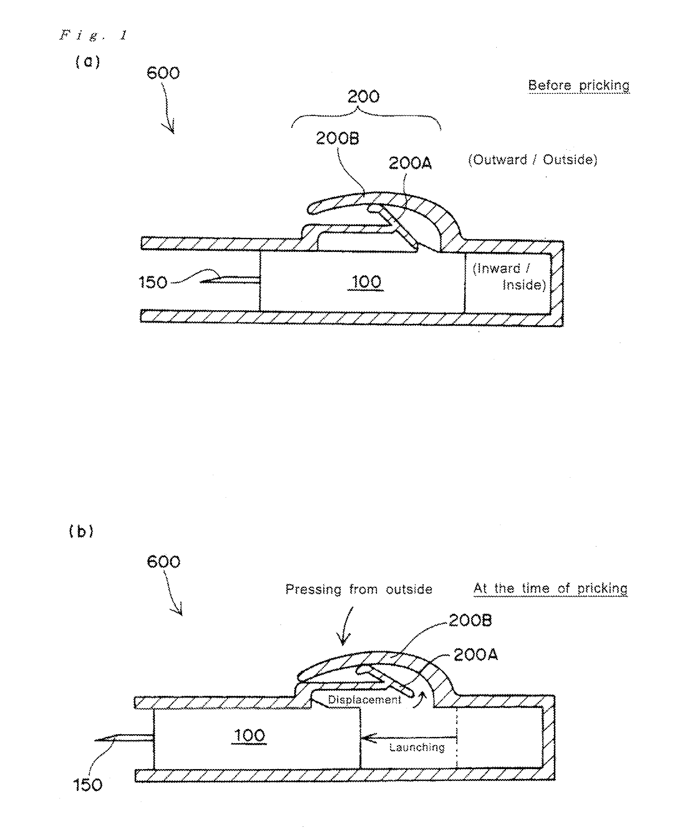 Lancet pricking device