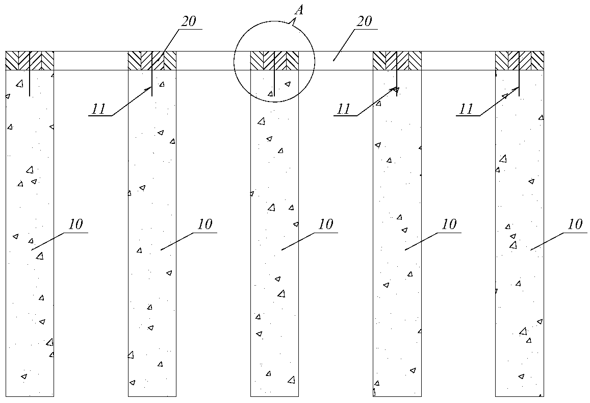 CFG (cement flyash gravel) Pile composite foundation structure and construction method