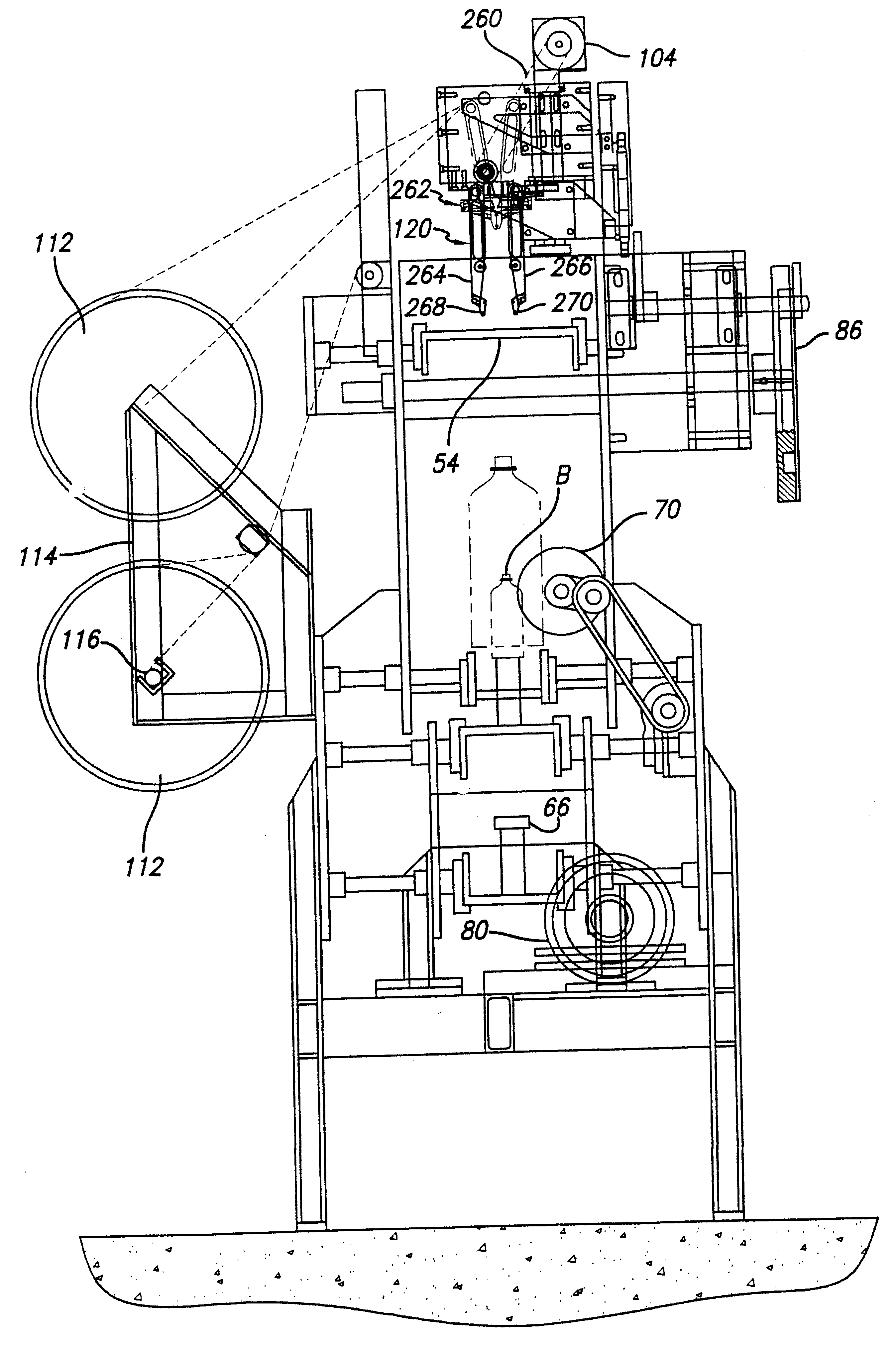 In-line continuous feed sleeve labeling machine and method