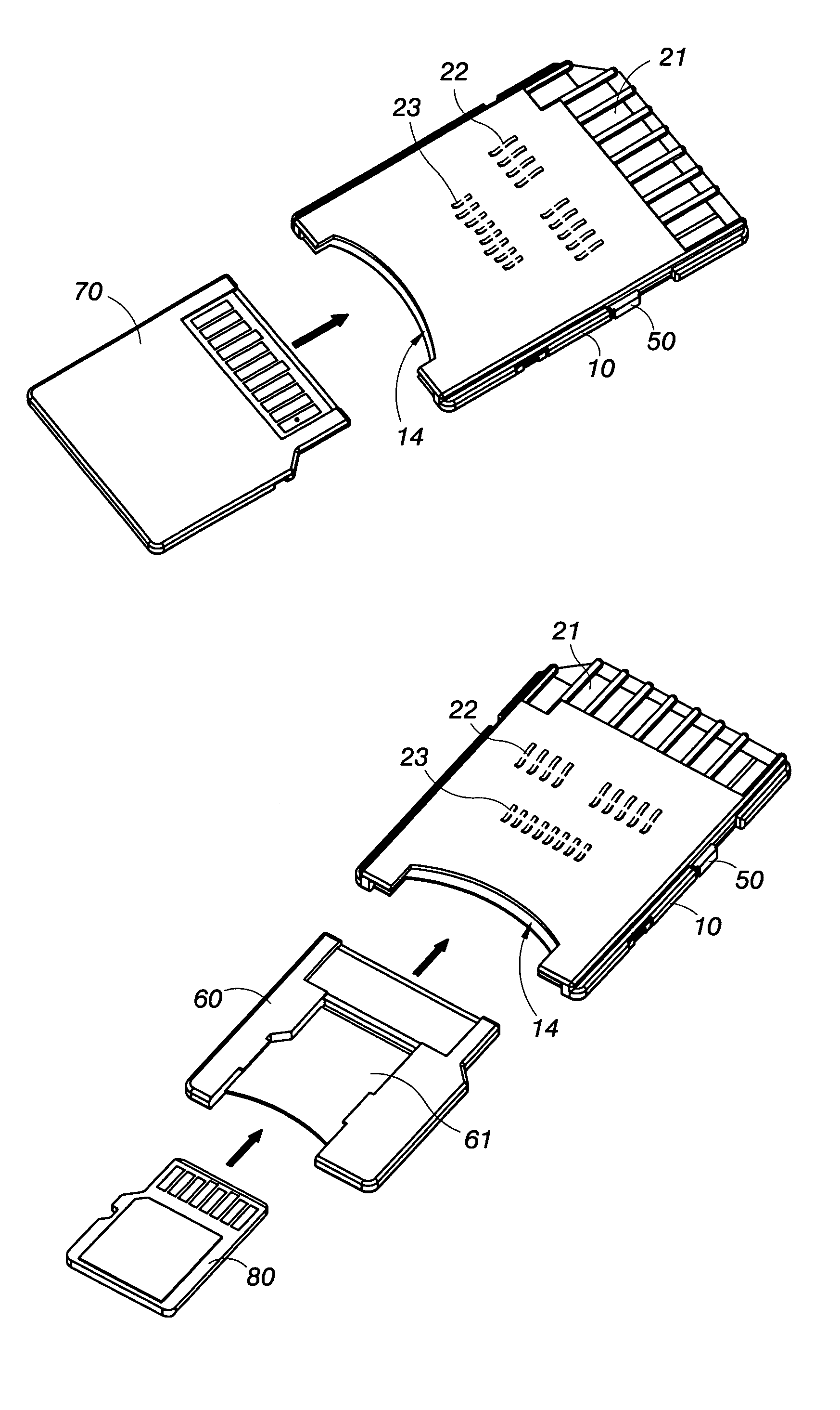 2-in-1 SD type memory card adapter