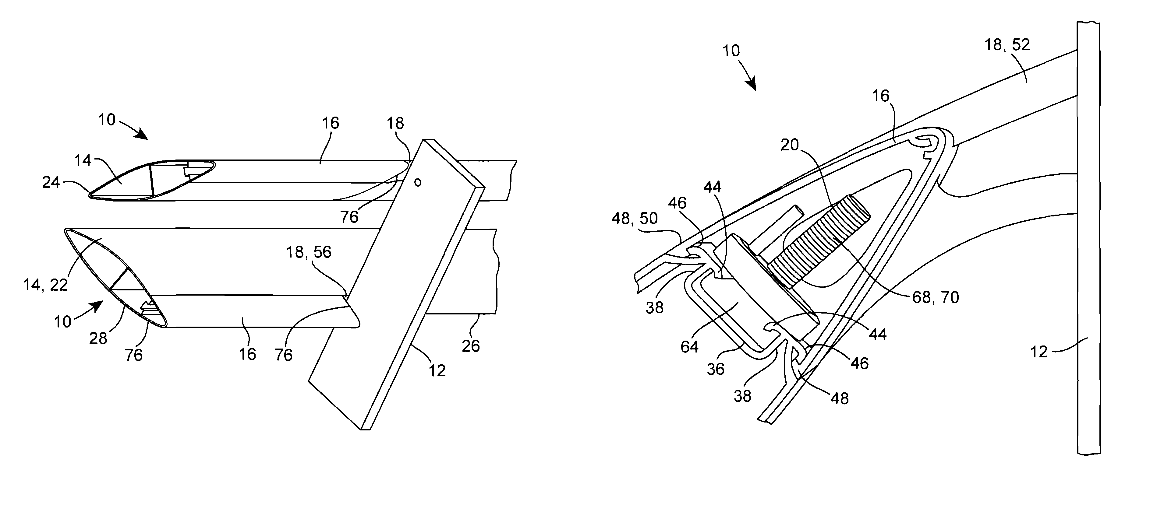 Solar-shading assembly with hidden fastening device