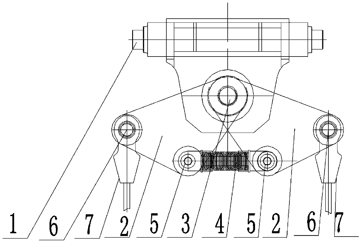 Balance arm device with shock absorption function and crane trolley provided with device