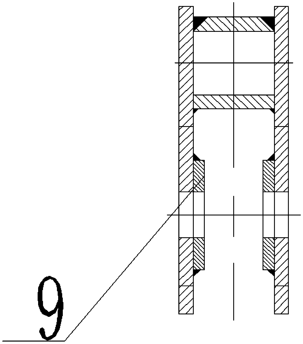 Balance arm device with shock absorption function and crane trolley provided with device