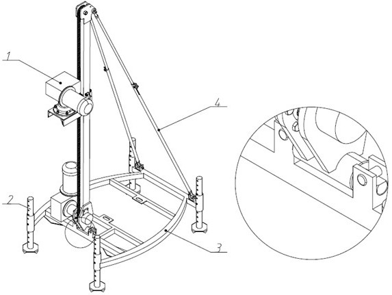 Front carriage structure of electric mountain geophysical drilling rig