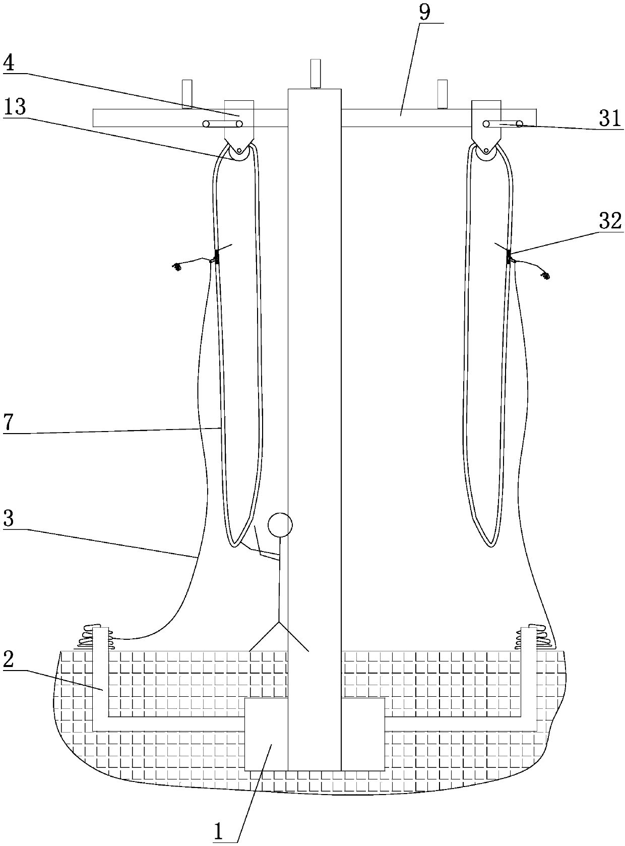 Special grounding device for pole without guys