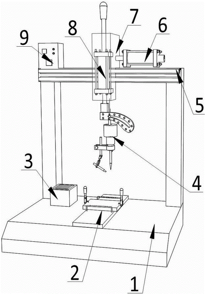 Horizontal sliding rail-type pose self-adjusting welding machine and control method thereof