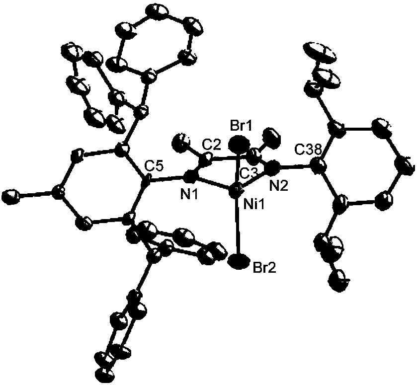 Asymmetric alpha-diimine nickel (II) complex for polymerizing ethylene and 1-hexene with o-benzhydryl substituent