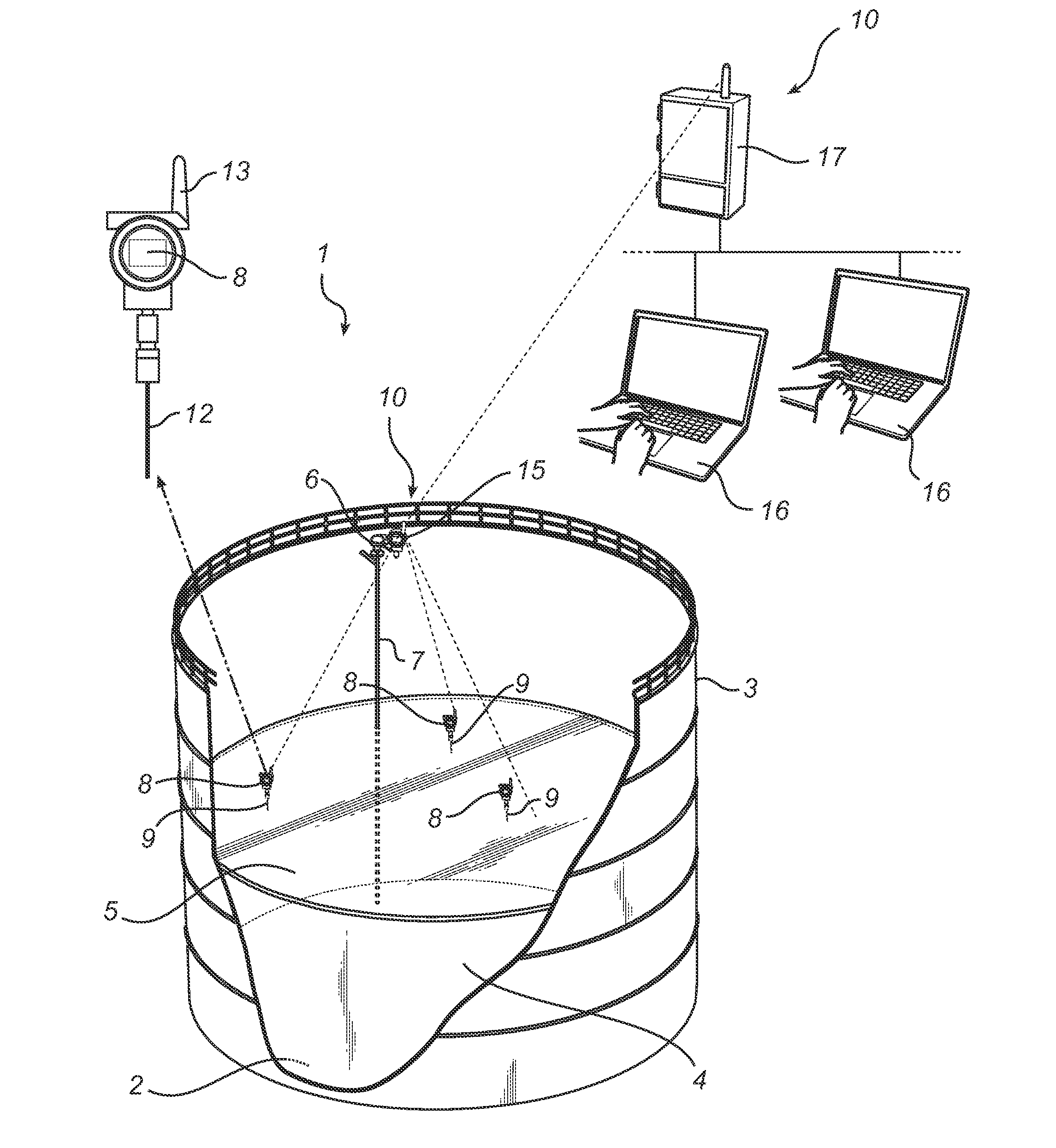 Monitoring of floating roof tank