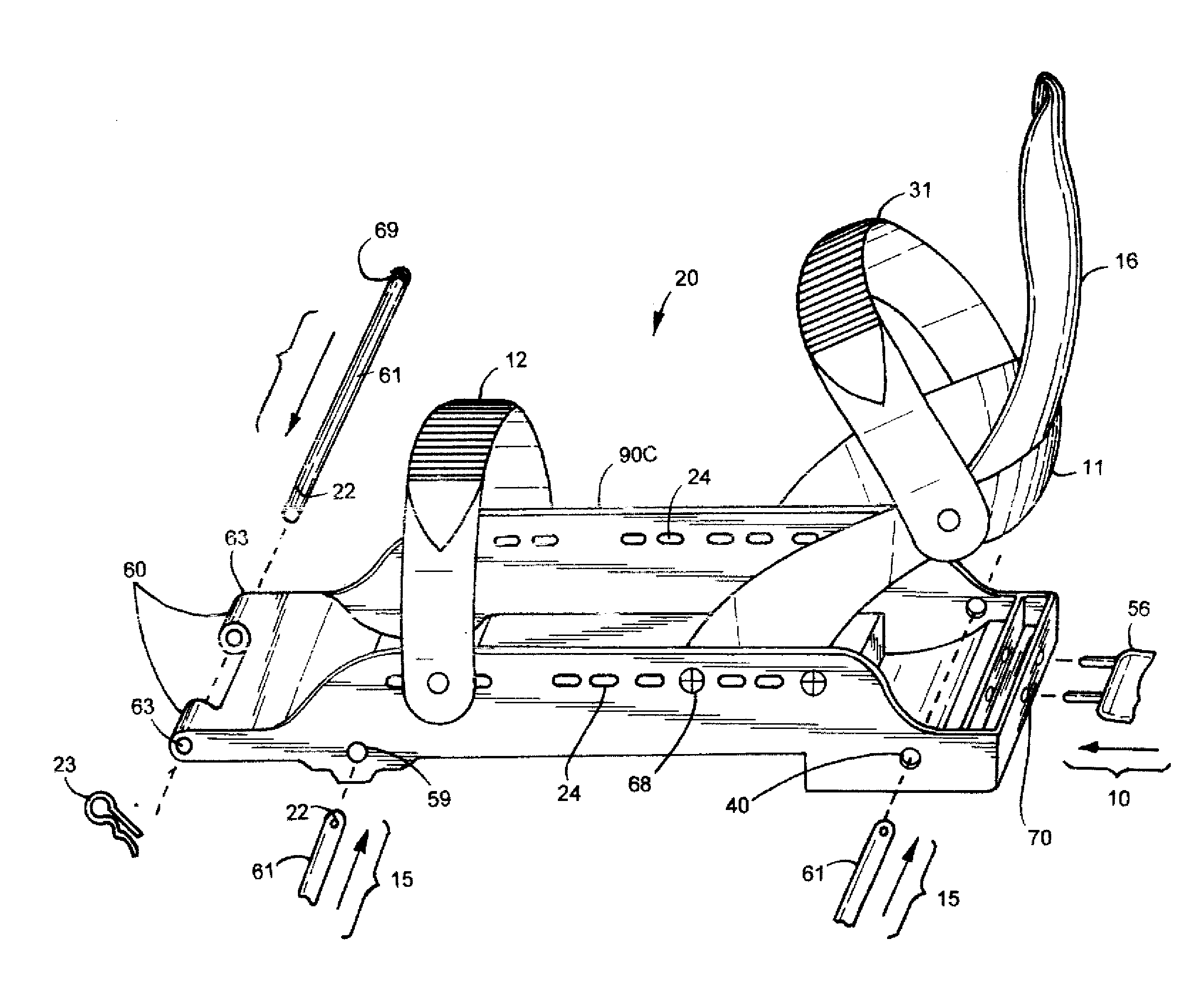 Multiple direct lock positions for touring ski mounting plate