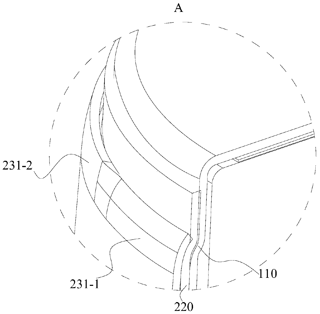 Gradient hemmed battery