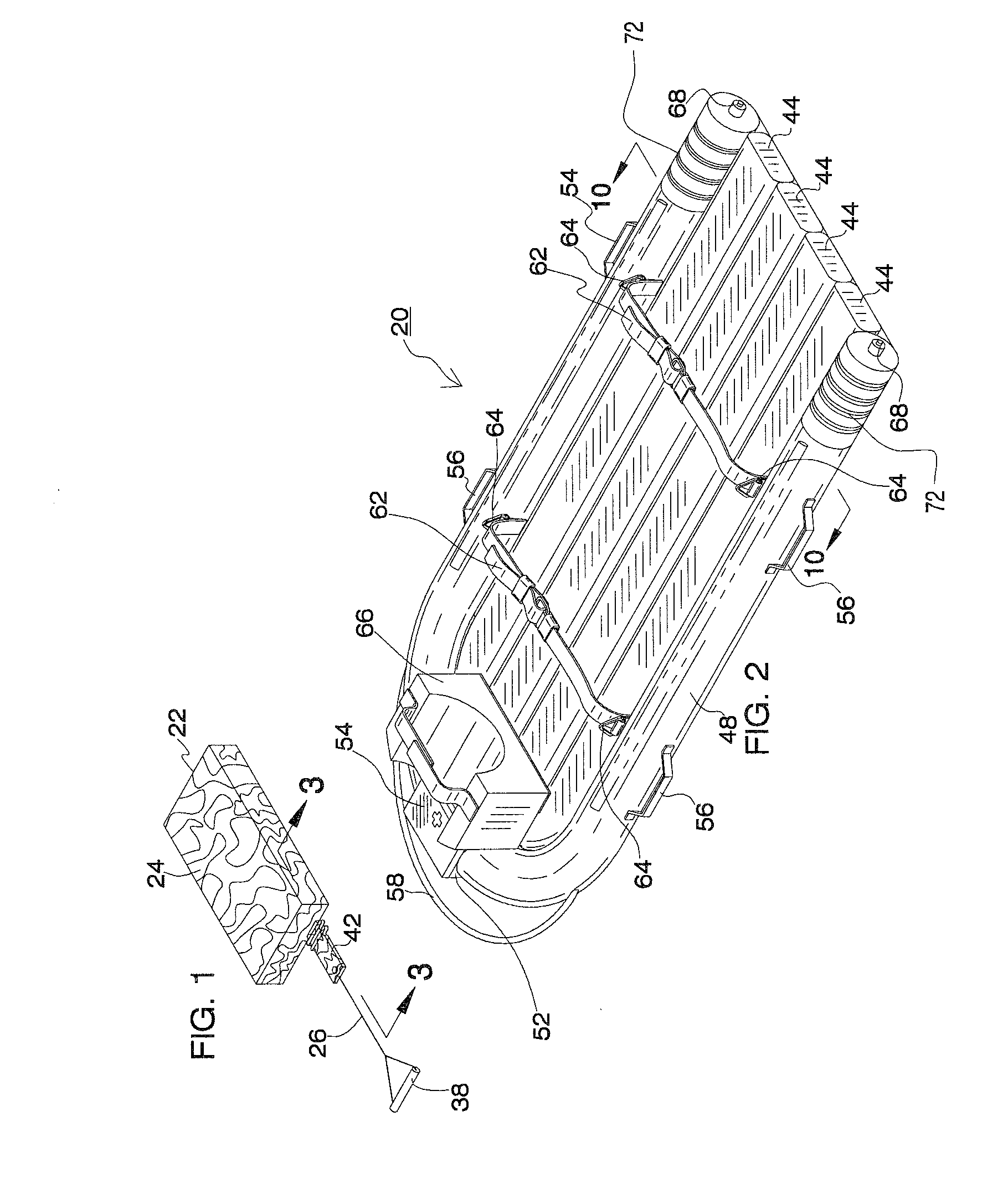 Vacuum packed inflatable stretcher with frangible overwrap and method of deploying same