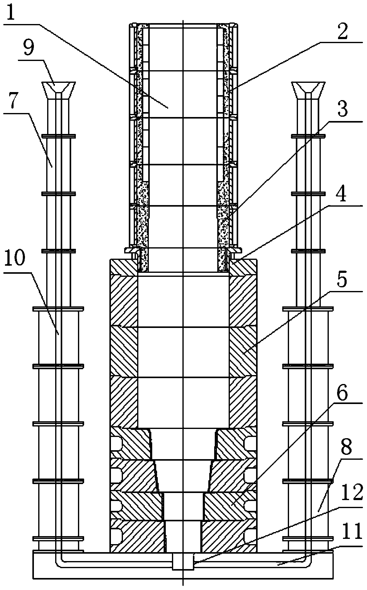 Mono-block casting mould system for large-scale cast steel supporting roller and casting method thereof