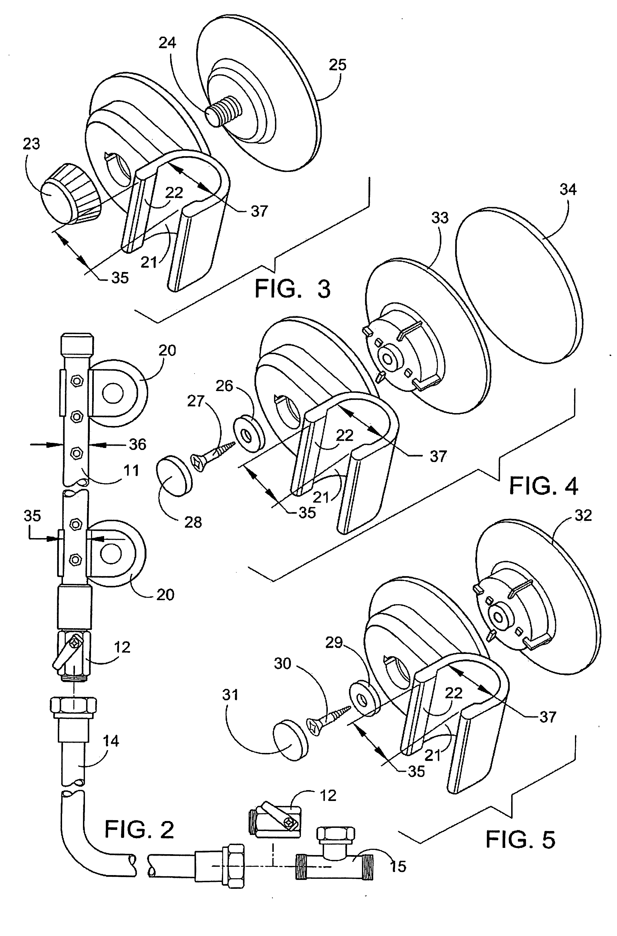 Method and assembly for conversion of a standard showerhead to a spray bar