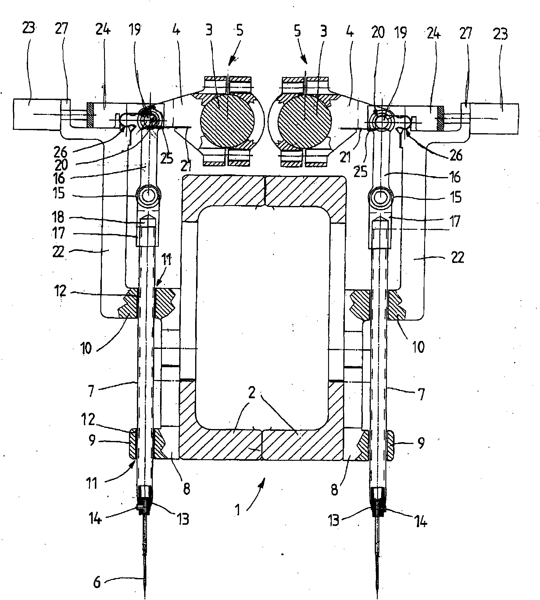 Multiple needle sewing machine