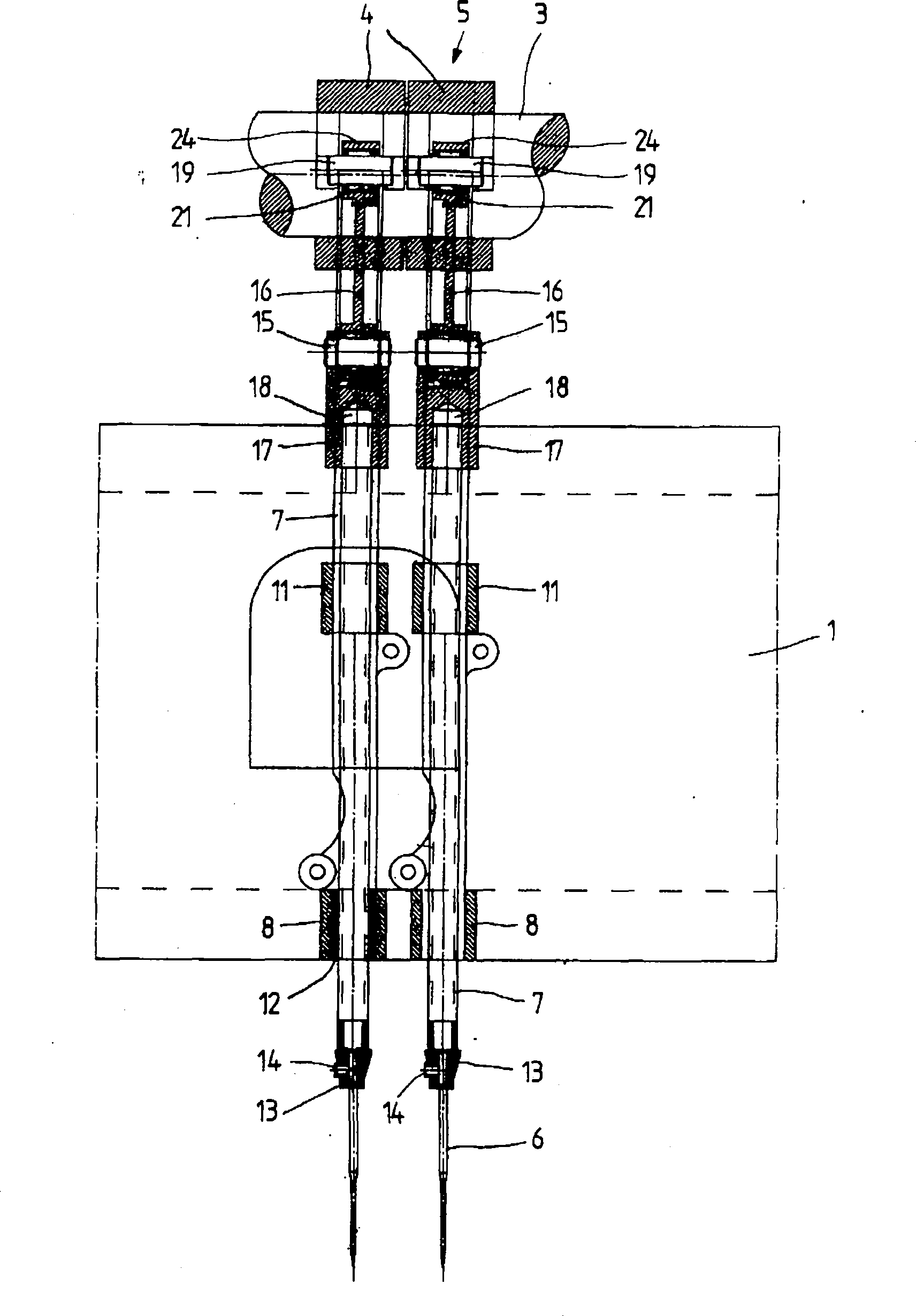 Multiple needle sewing machine