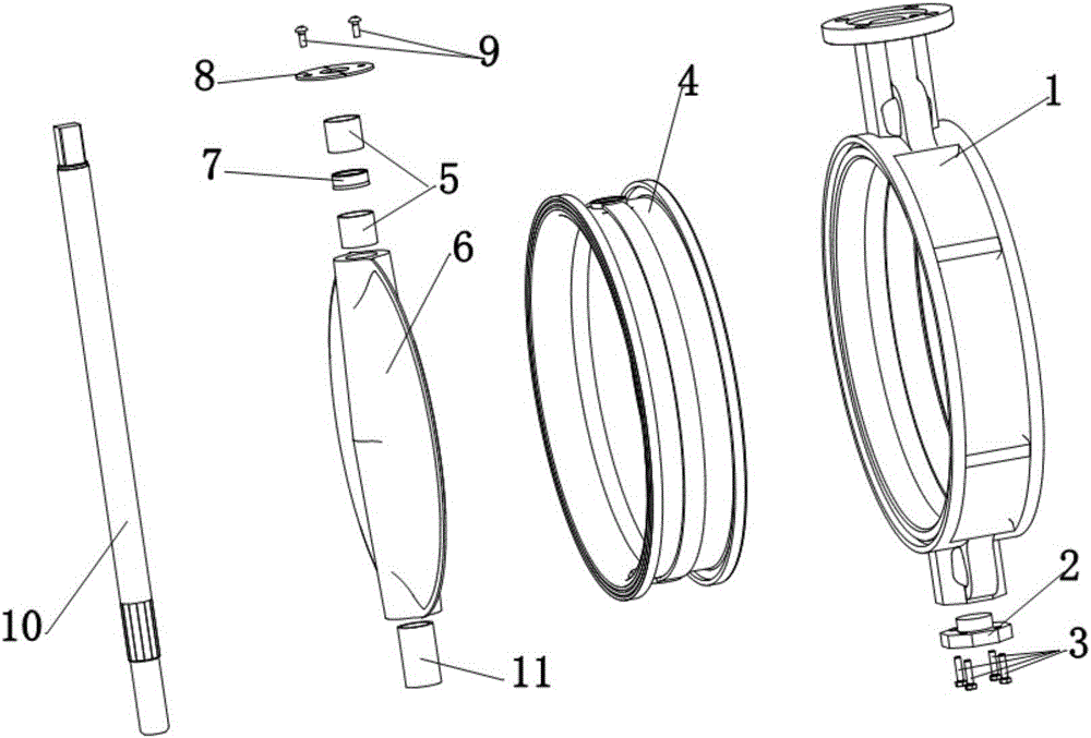 Twelve-square-shaft pin-free butterfly bamper