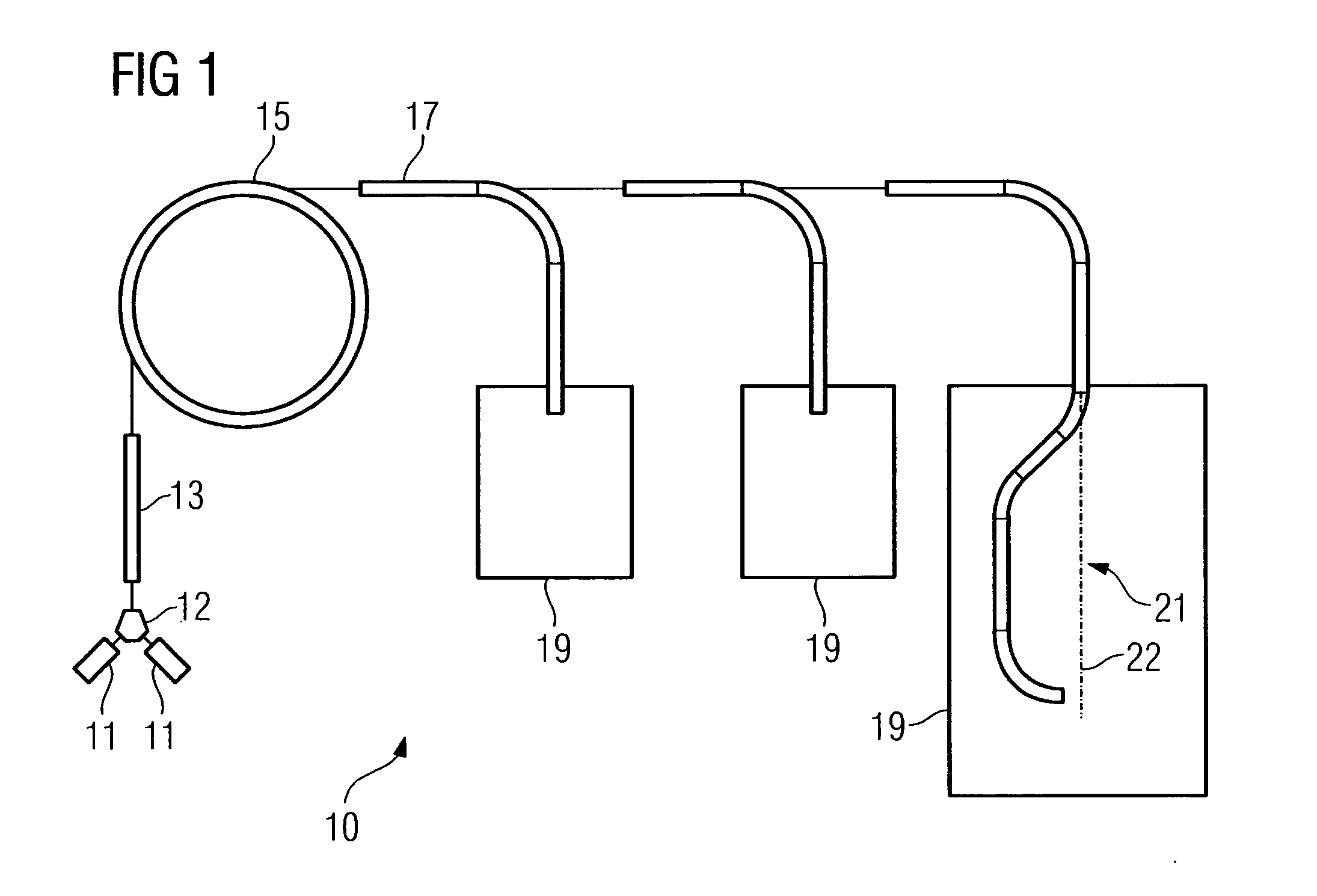 A particle beam application device and an irradiation device as well as a method for guiding a particle beam