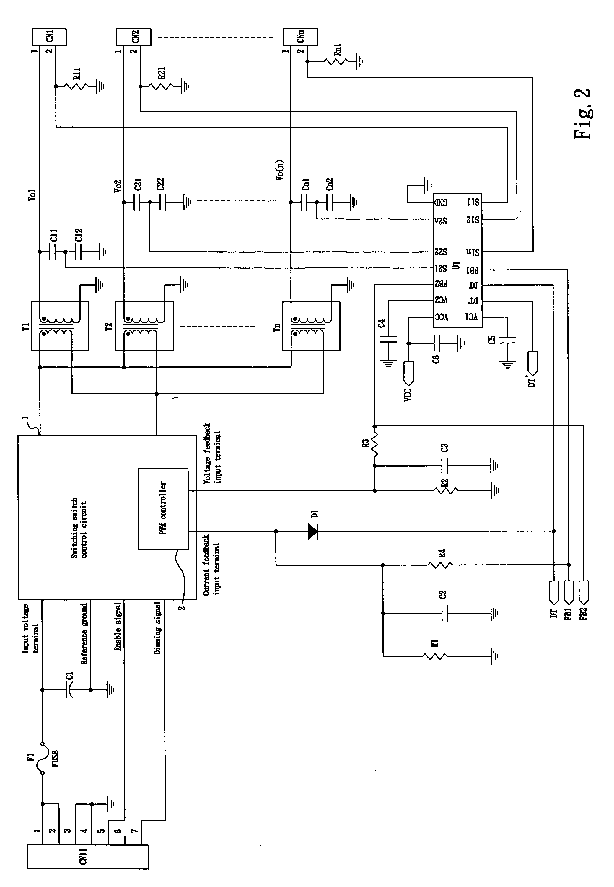 Feedback and protection circuit of liquid crystal display panel backlight apparatus